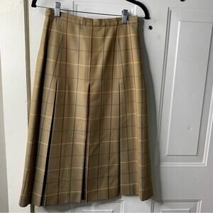 Burberry vintage 70s plaid tartan wool pleated midi skirt 1970s sz small England